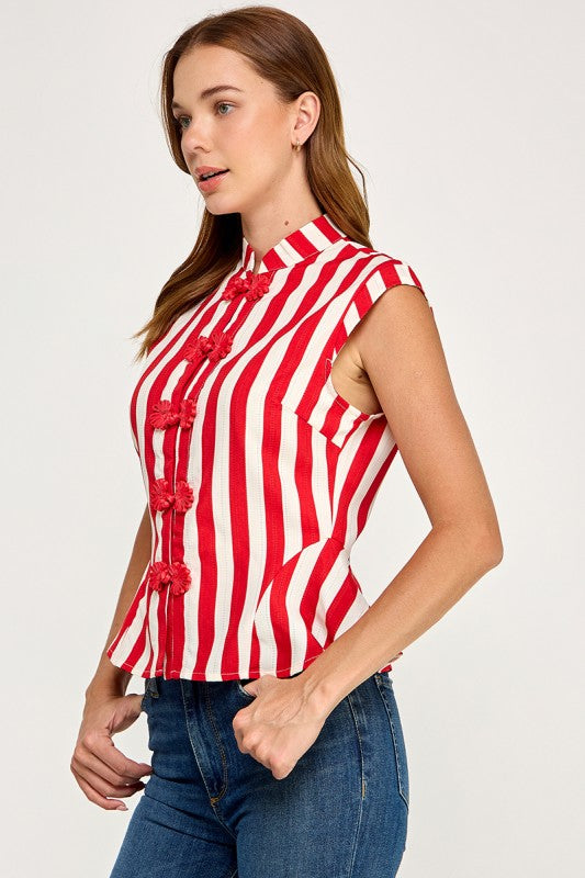 Pre-order Sept 7 Red Stripe Peplum Top