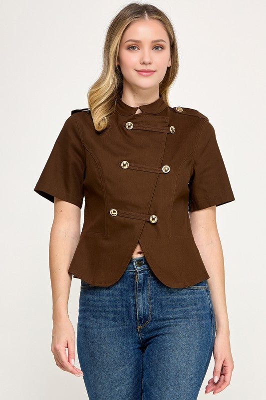 Pre-order Sept 14 Brown Napaleon Asymmetrical Top