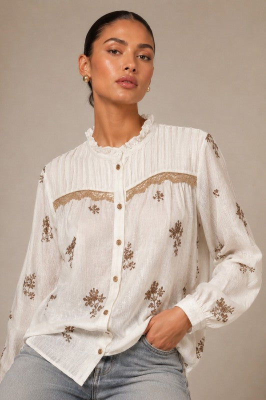 White & Taupe Shirt
