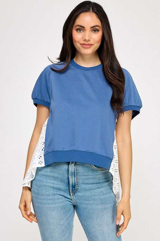 Blue Back in Keyhole T-Shirt