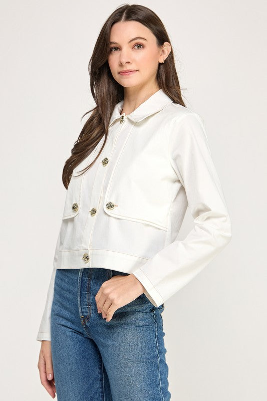 Pre-order Oct 26 White Thin Denim Jacket