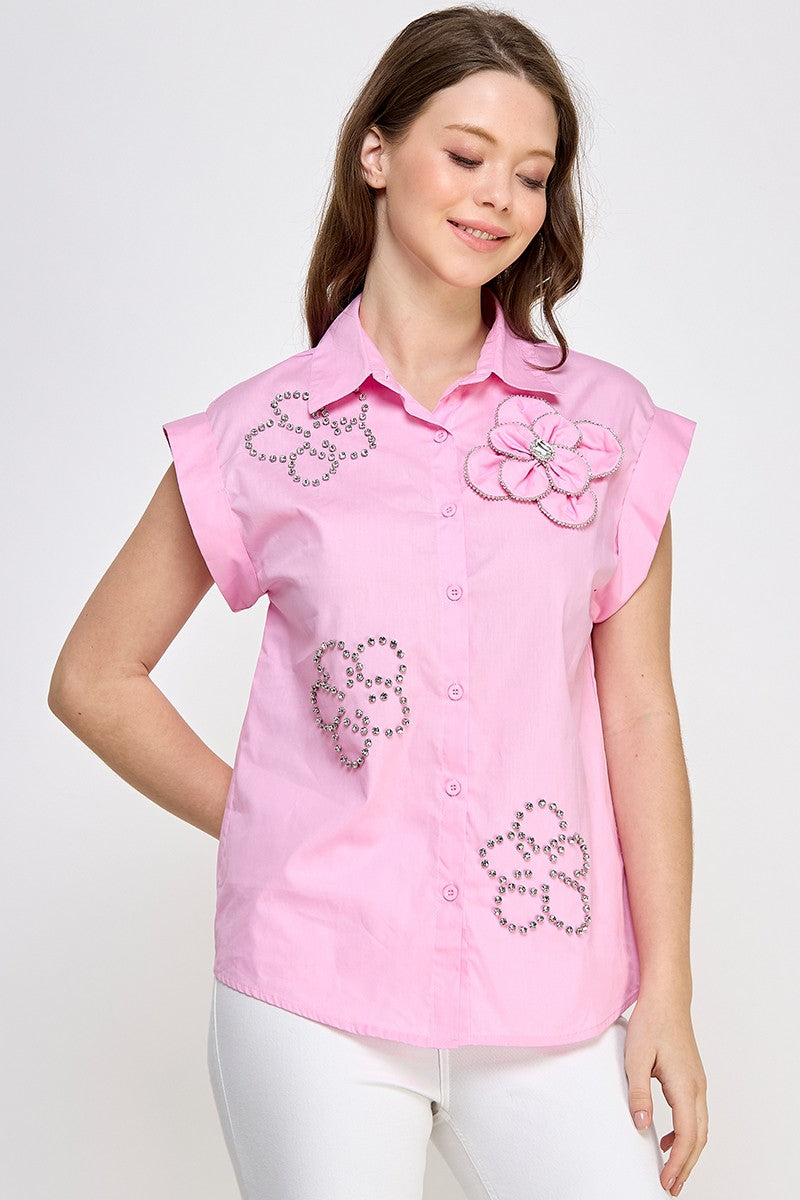 Pink Button Down Top