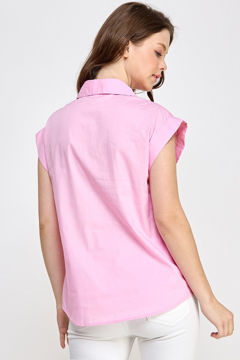 Pink Button Down Top