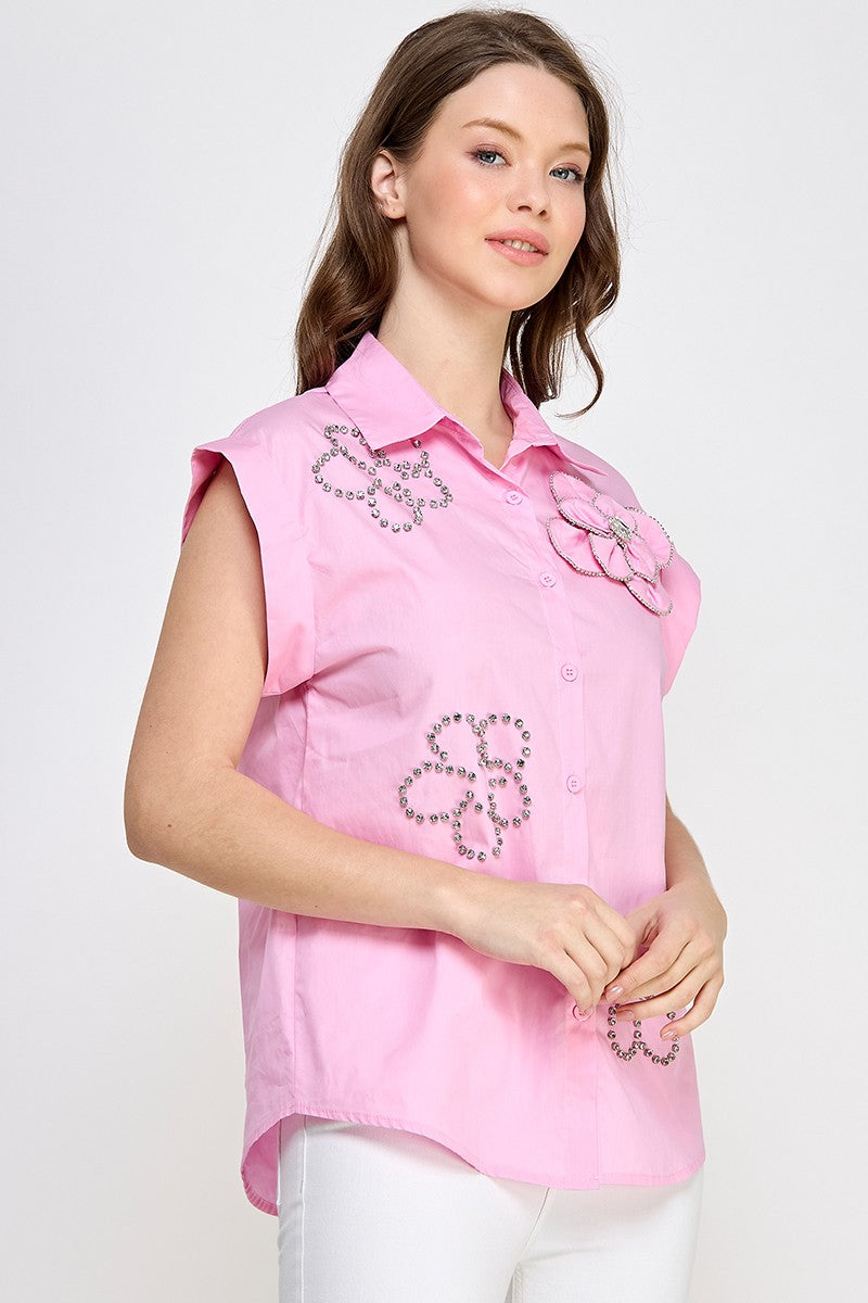 Pink Button Down Top