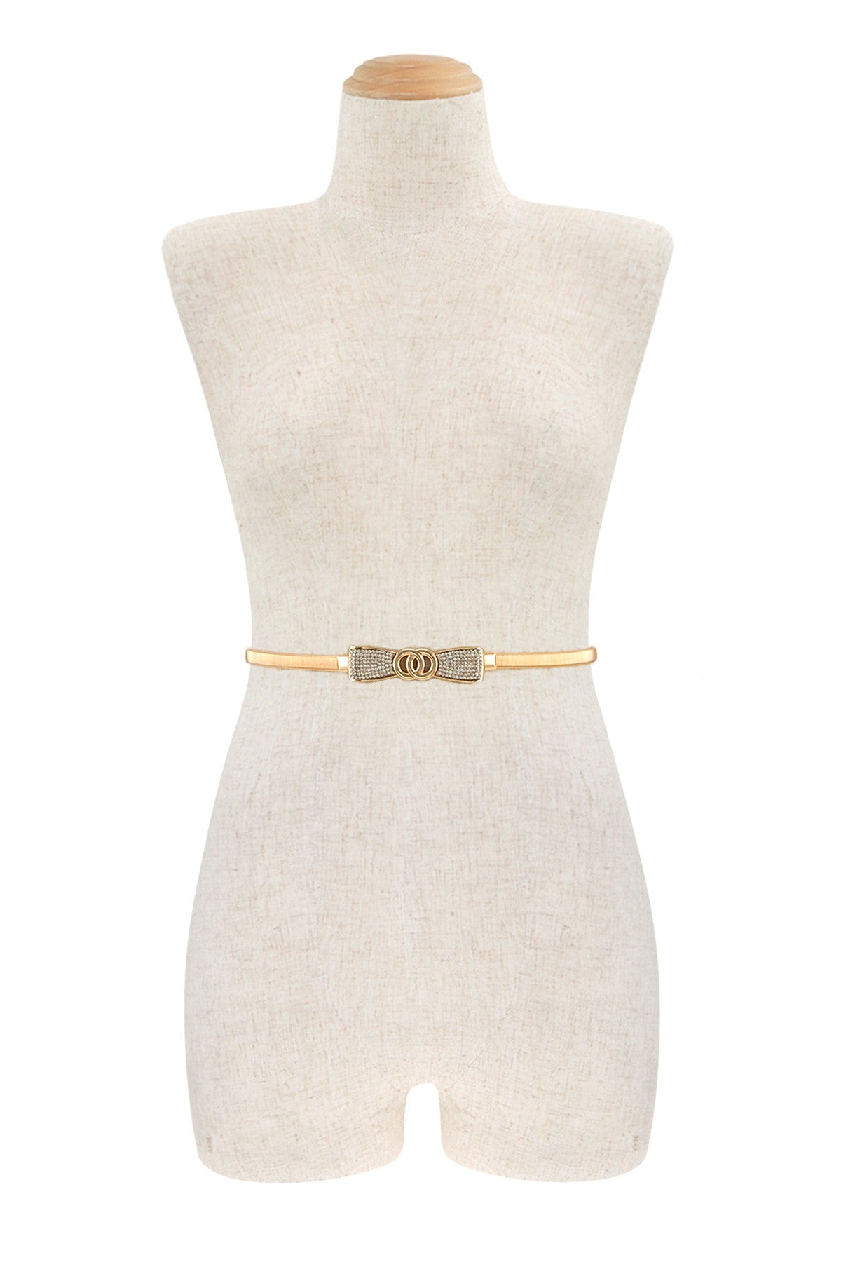 Rhinestone Ribbon Accent Elastic Chain Belt