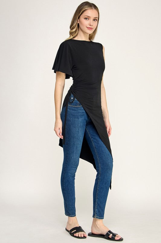 Black Asymmetrical Tunic T-Shirt