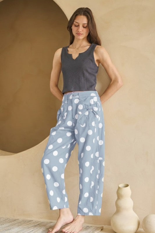 Pre-order June 15 Gray/Blue Polka Bow Barrel