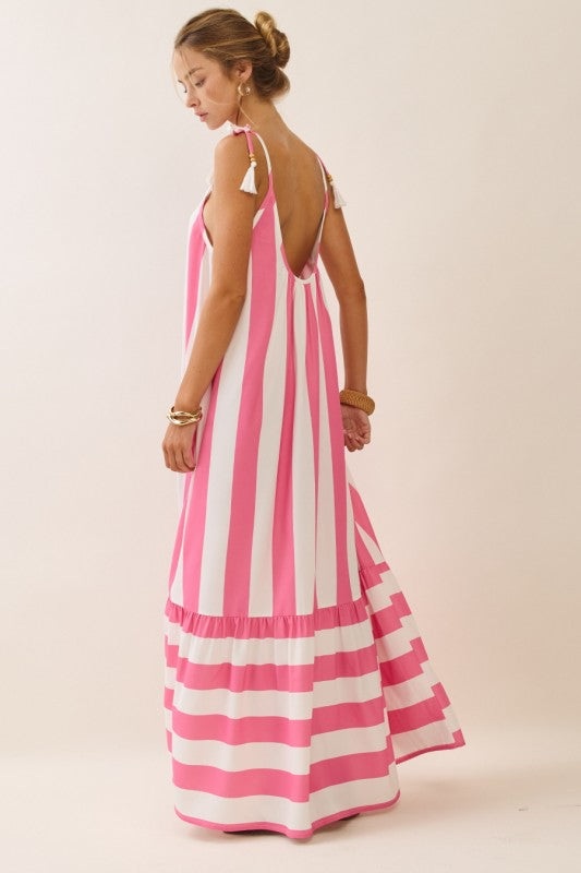 Pre-order July 13 Pink Stripe Midi Dress