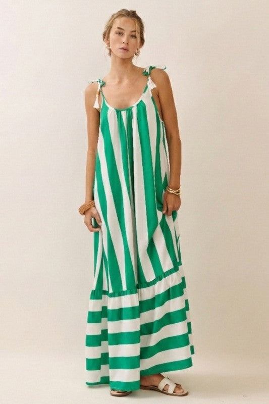 Pre-order July 13 Green Stripe Midi Dress