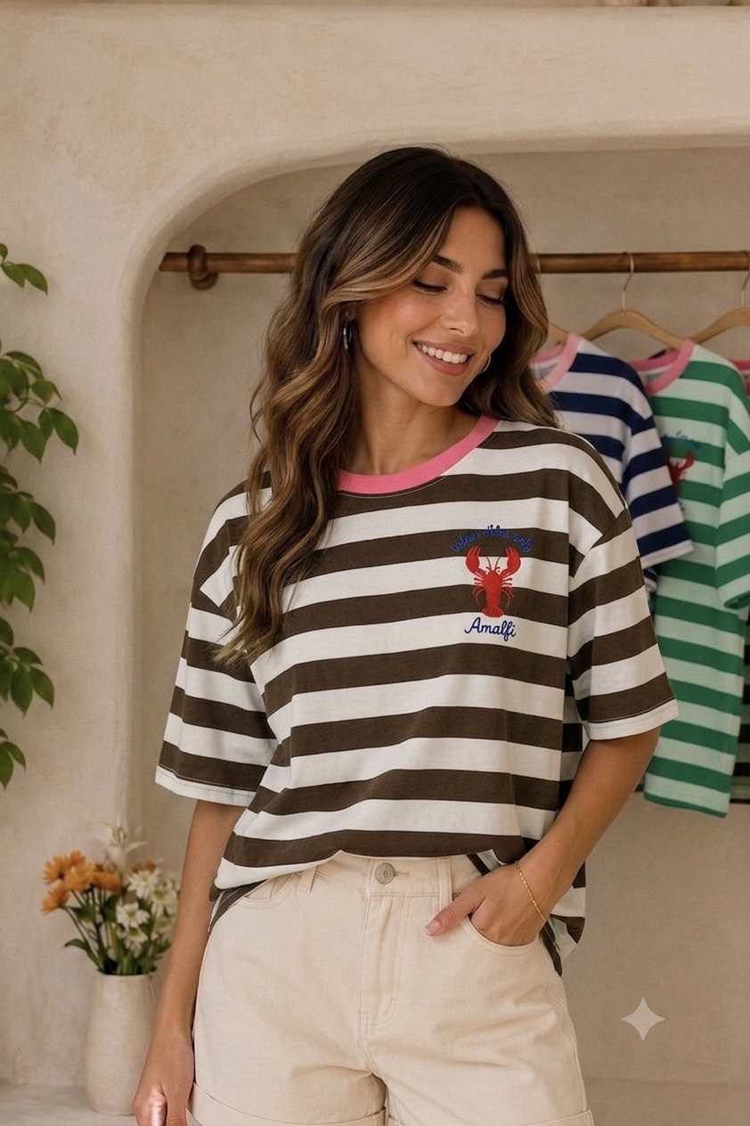 Pre-order July 20 ๐ฎ๐น One Size Brown Stripe T-Shirt