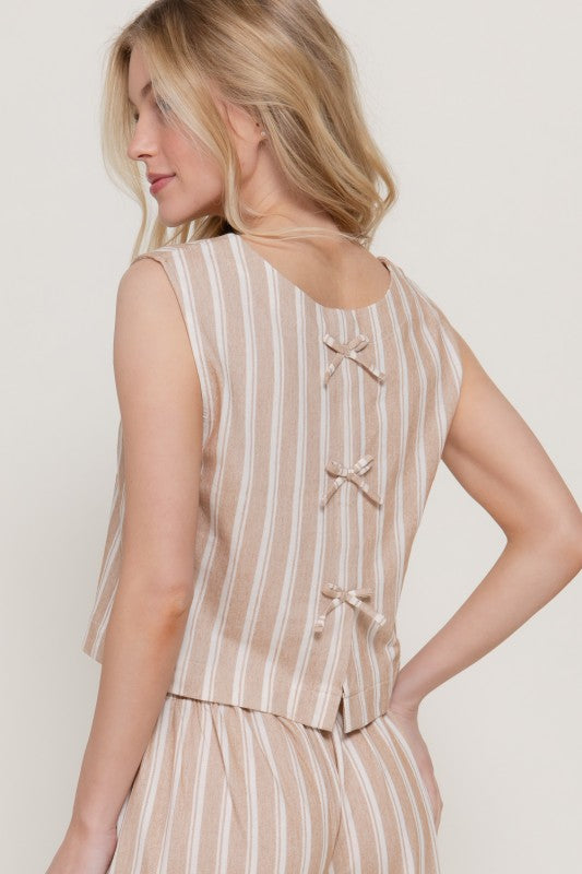 Stripe with Back bow Top