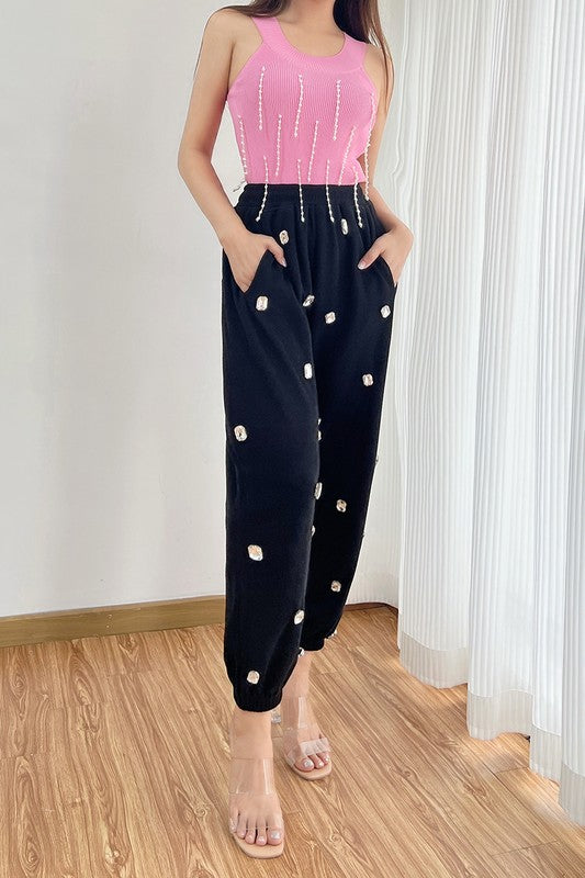 Crystal Embellished Jogger Pants