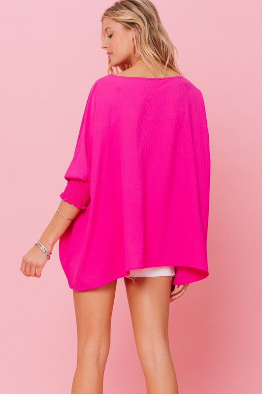 Fuchsia Solid Knit Tunic