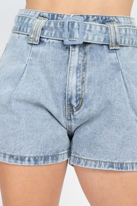 Belted Mini Light Denim Short