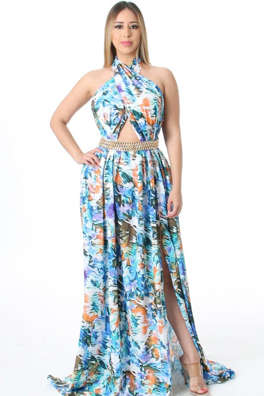 Maxi Dress with Chain Belt
