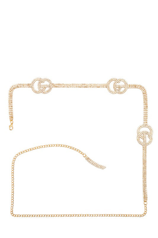 3 Lines Accent Rhinestone Belt 42"(L)