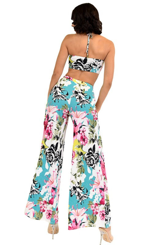 Beach Halter Neck 2 PC Pant Set