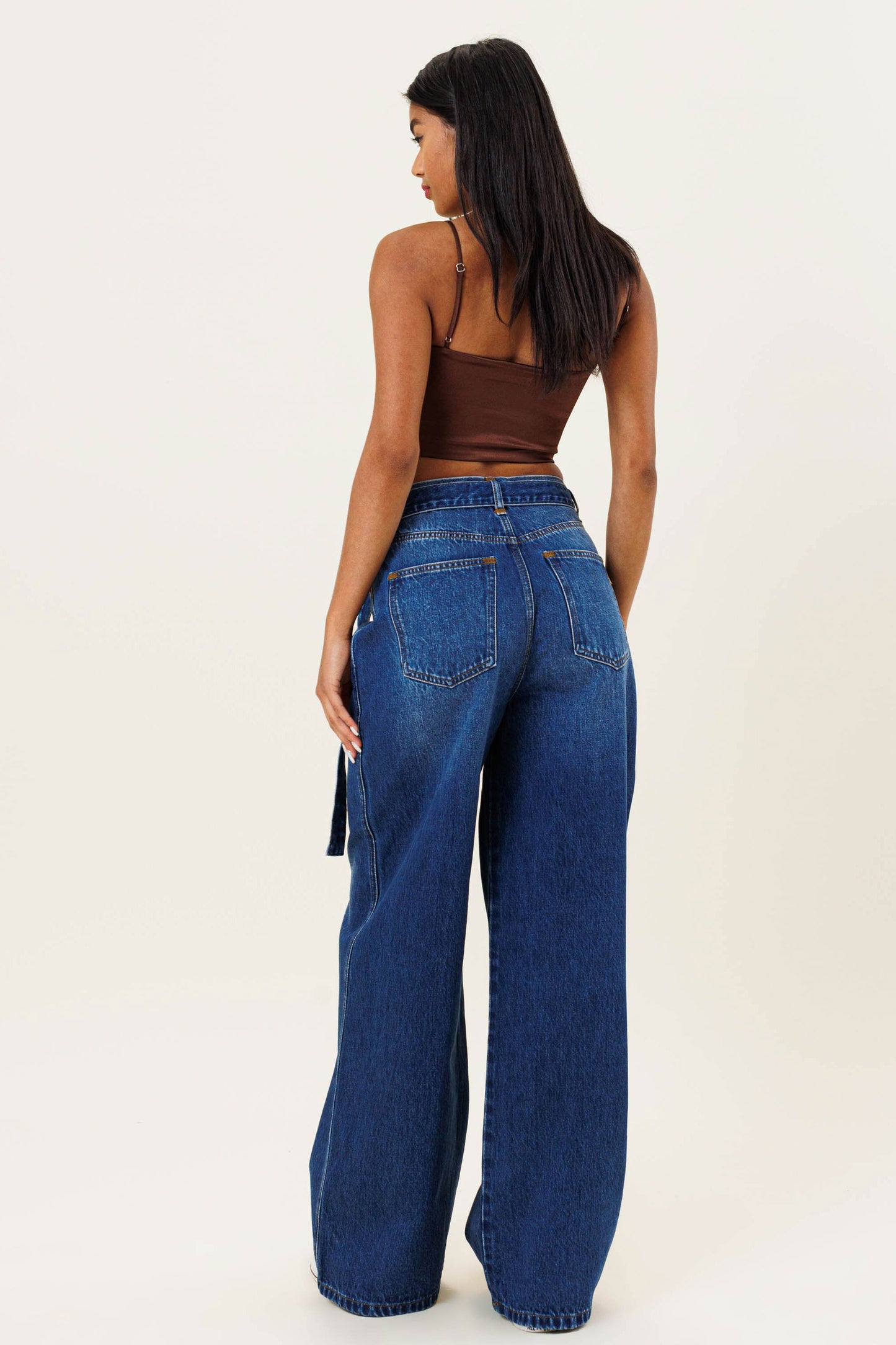 HIGH WAISTED WIDE LEG W BELT DETAIL