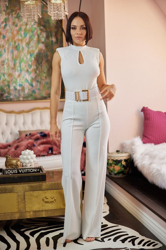 White & Black HIGH WAIST PANTS WITH SNAKE PRINT BELT