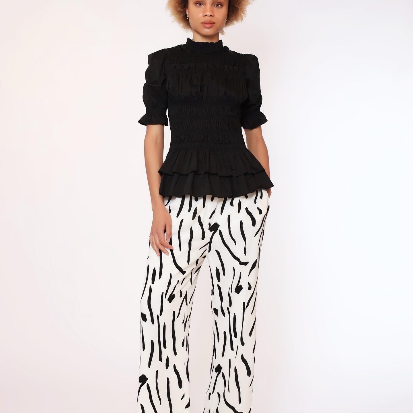 Abstract Print High Waist Wide Pants