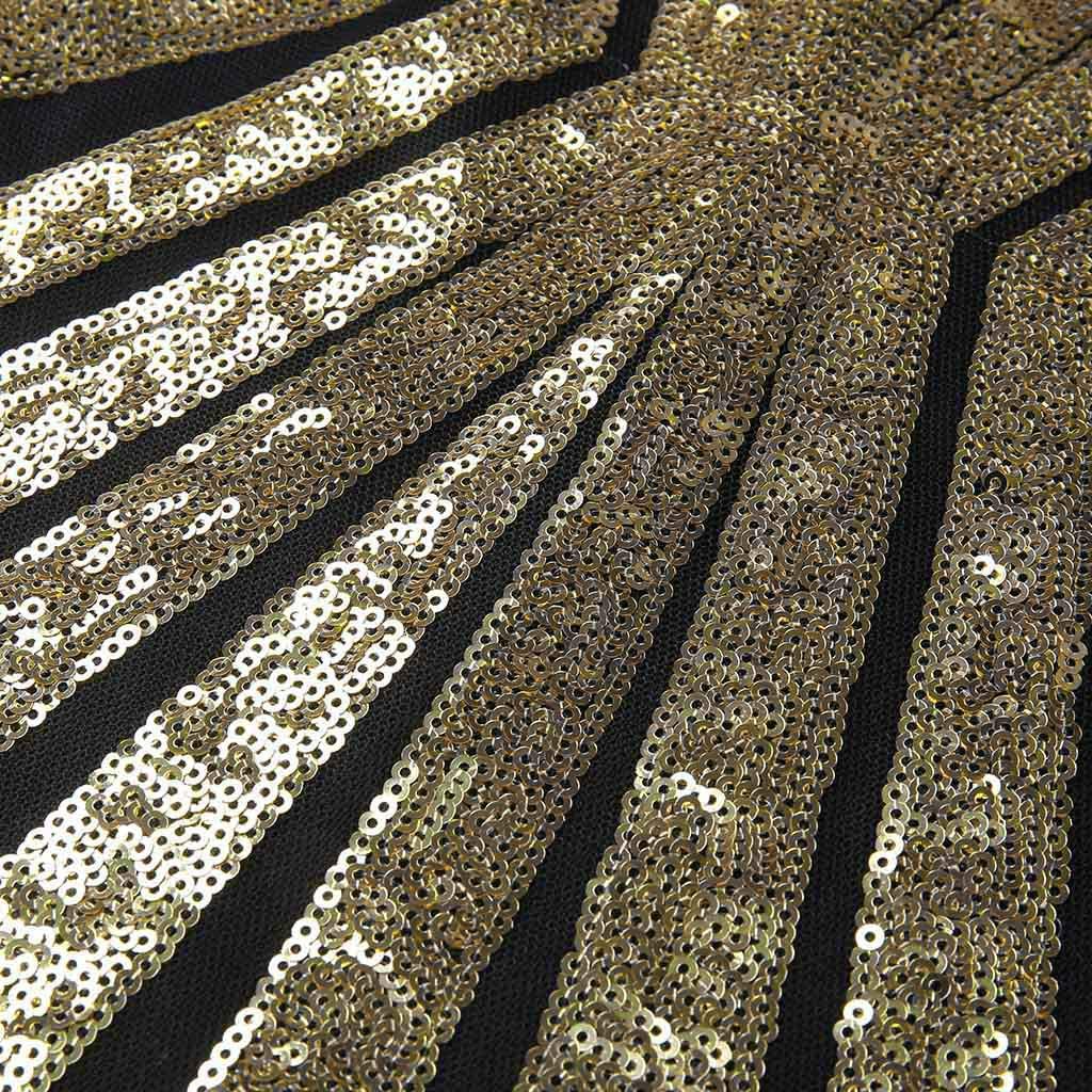 Sheer mesh bodice and a geometric pattern of sparkling sequins skirt