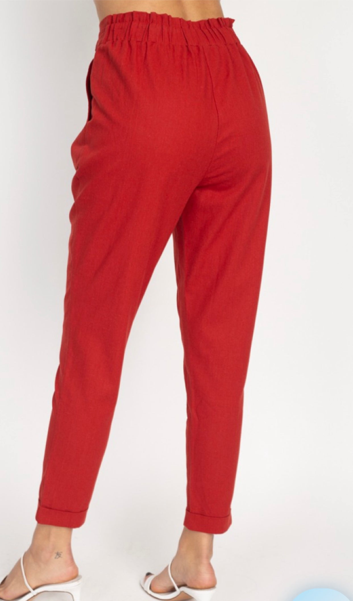 Belted Linen Paperbag Pants
