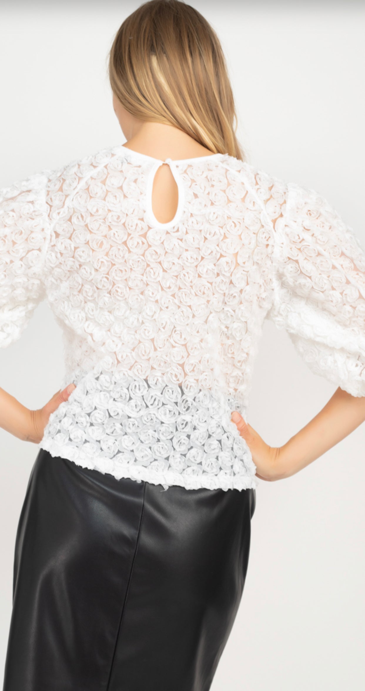 Semi Sheer Floral Jacquard Top