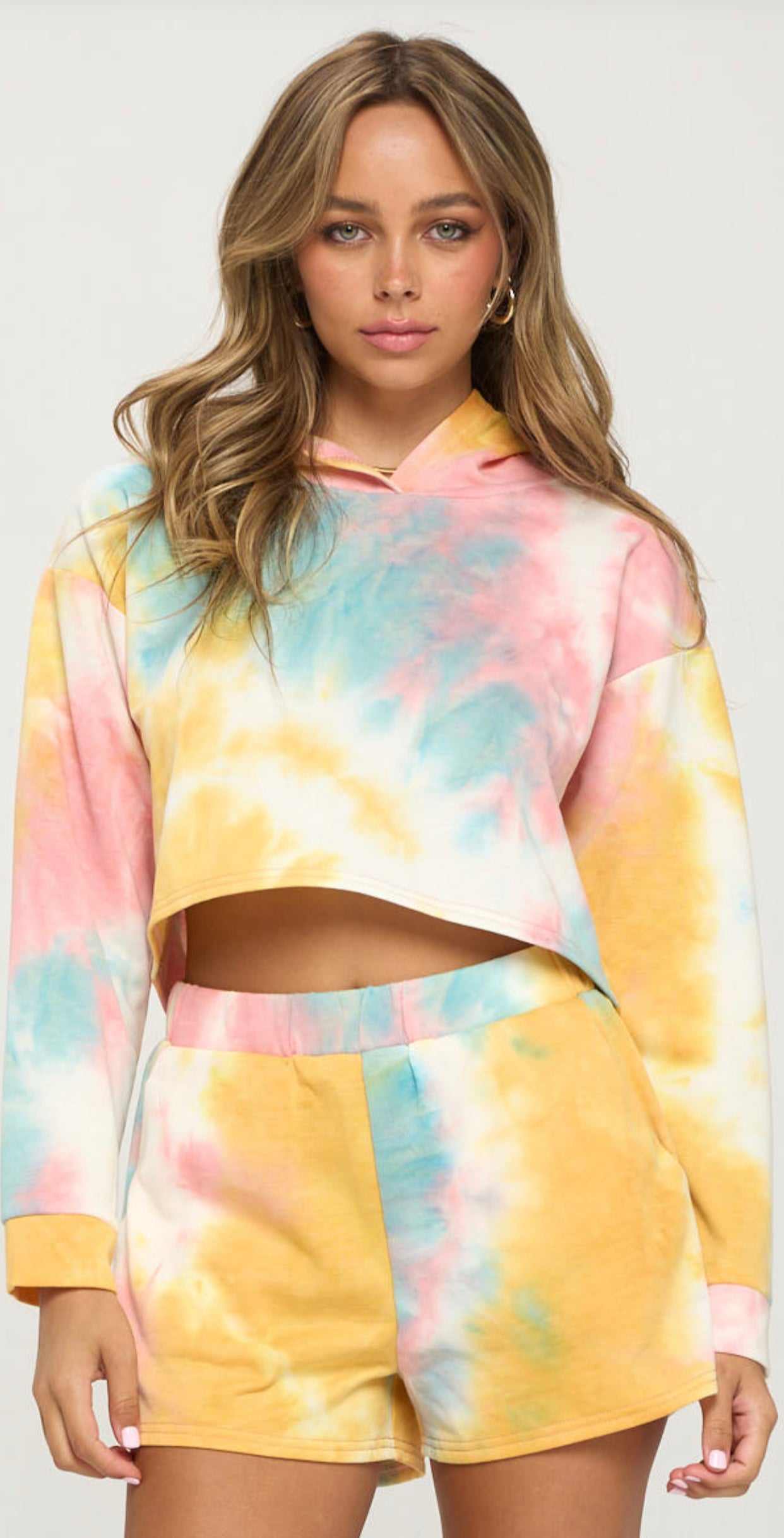Medium Tie-Dye Hoodie Top & Shorts Set