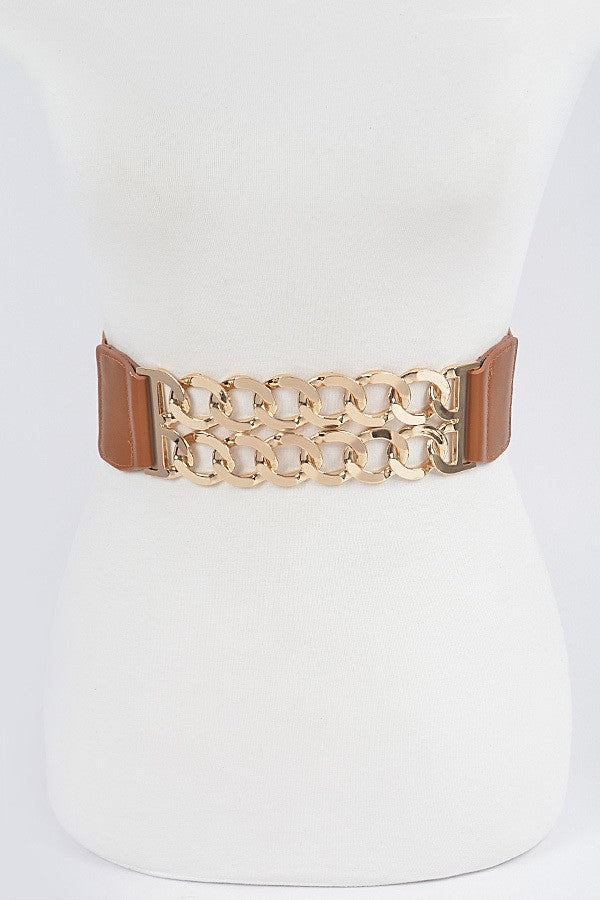 Double Chain Buckle Elastic Belt
