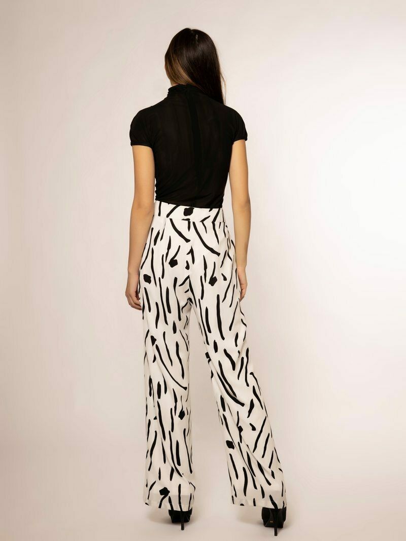 Abstract Print High Waist Wide Pants