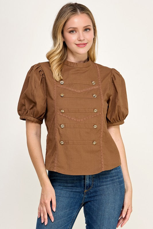 Pre-order Agosto 17 Brown Military Blouse