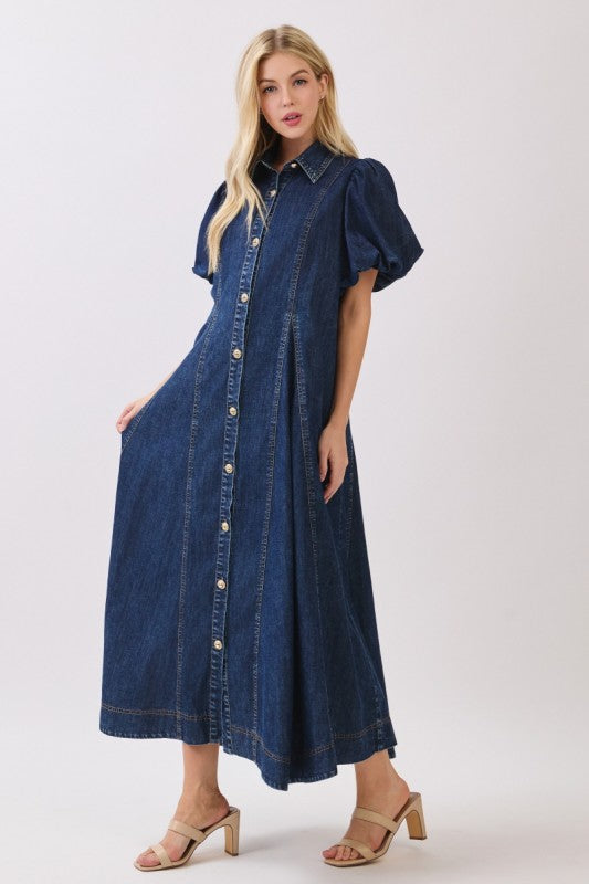 Pre-order June 15 Dark Denim Maxi Dress
