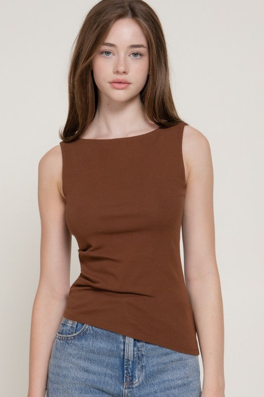 Pre-order June 29 Brown Asymmetric Top
