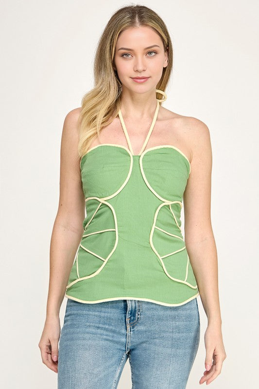 Green Halter Tube Top