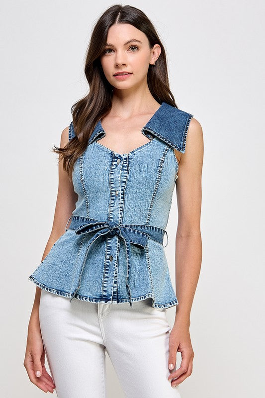 Denim Peplum Shirt