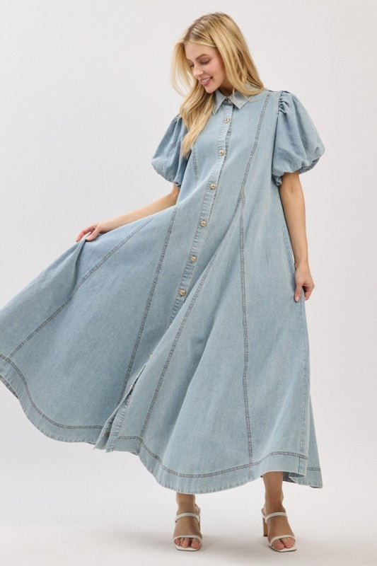 Pre-order June 15 Light Denim Maxi Dress