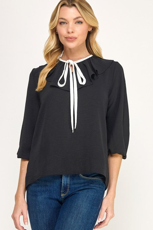 Black Woven Top