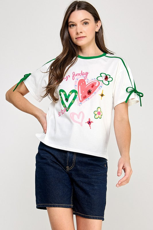 Green Hearts & Flowers Shirt