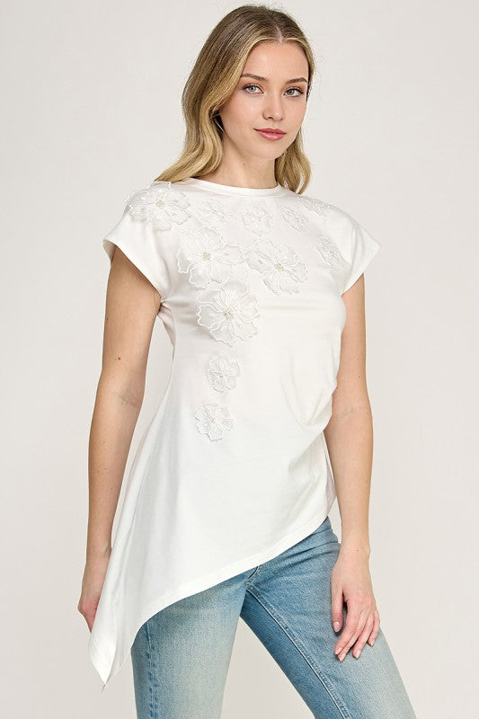 White Asymmetric T-Shirt