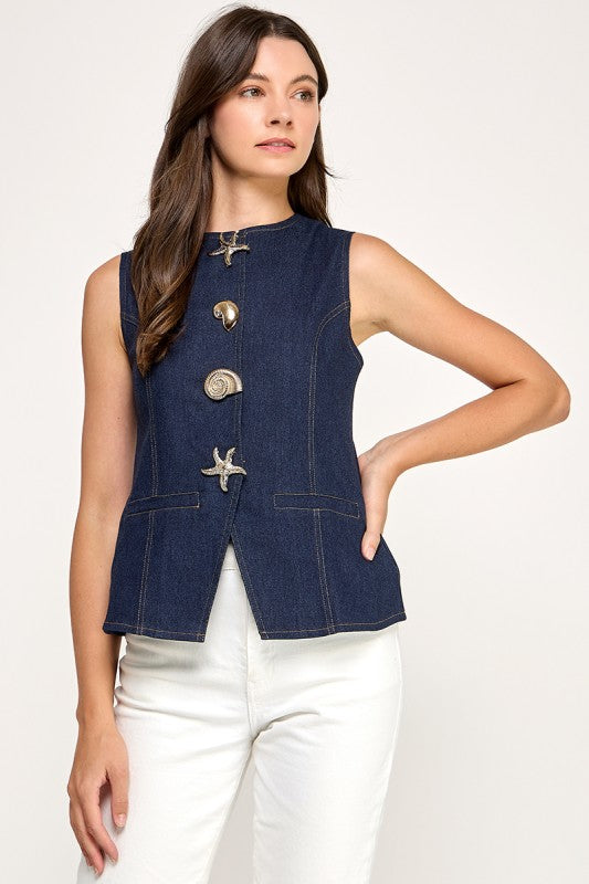 Under the Sea Denim Vest