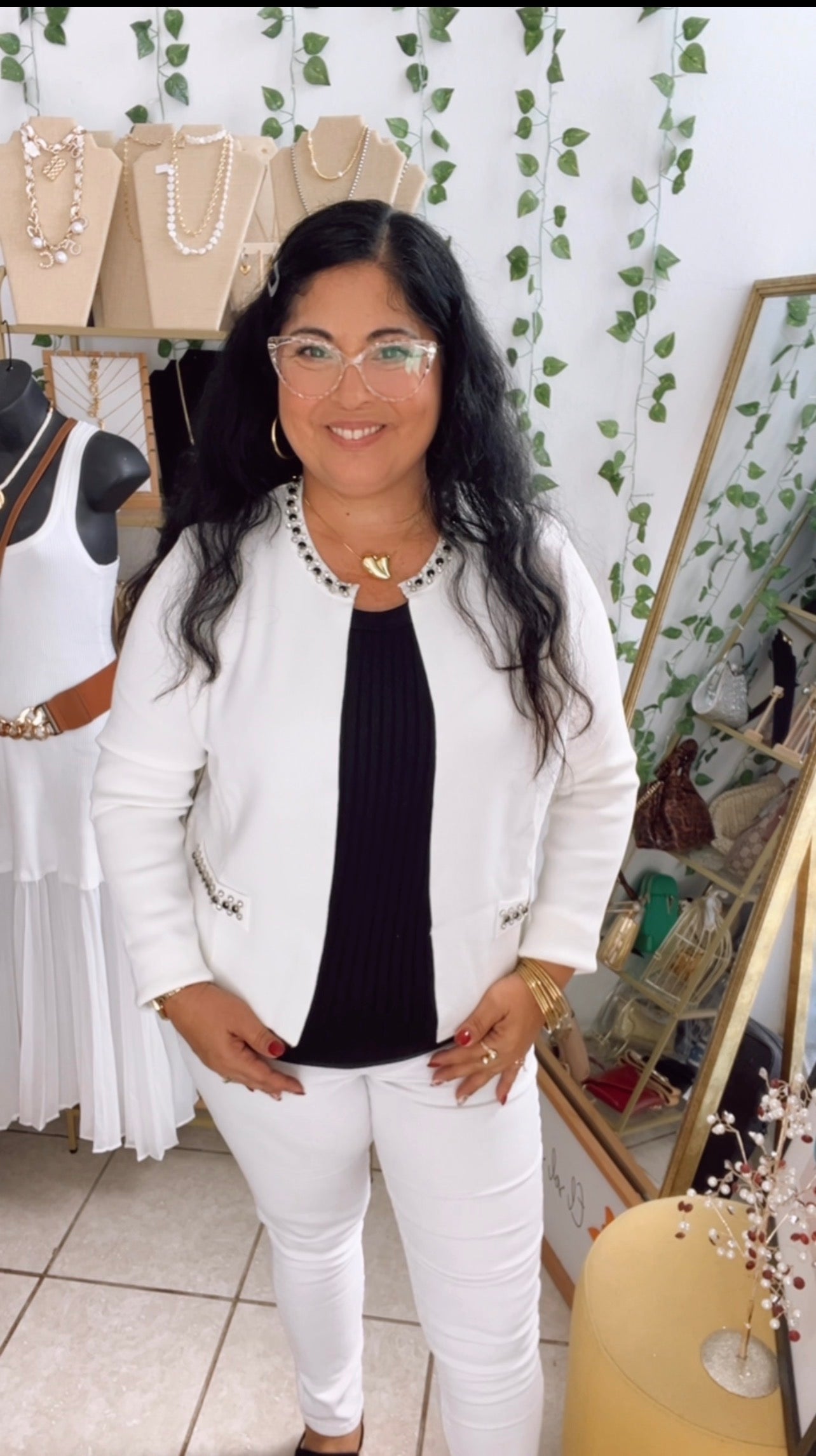 Cream Rhinestone Cardigan