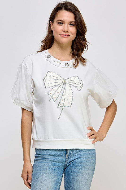 White Coquette Bow T-Shirt