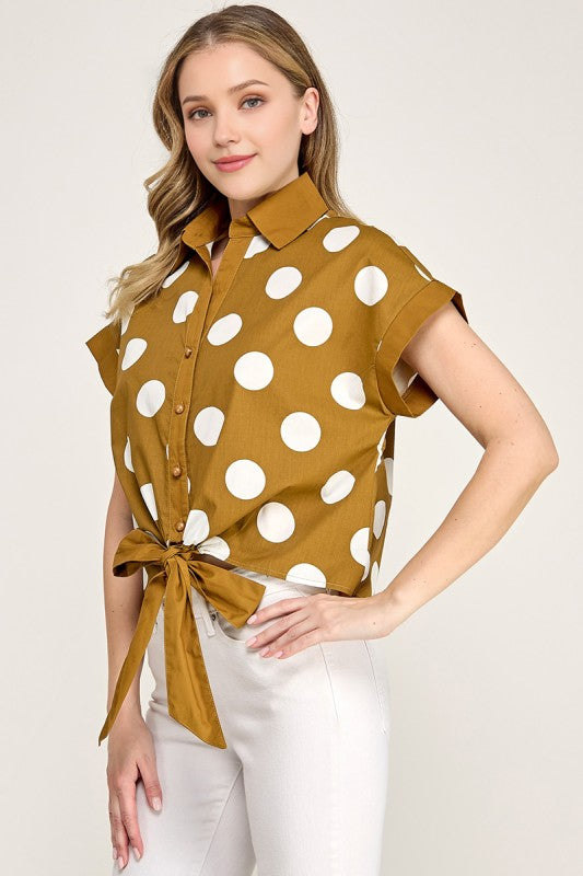 Brown Polka Dot Shirt