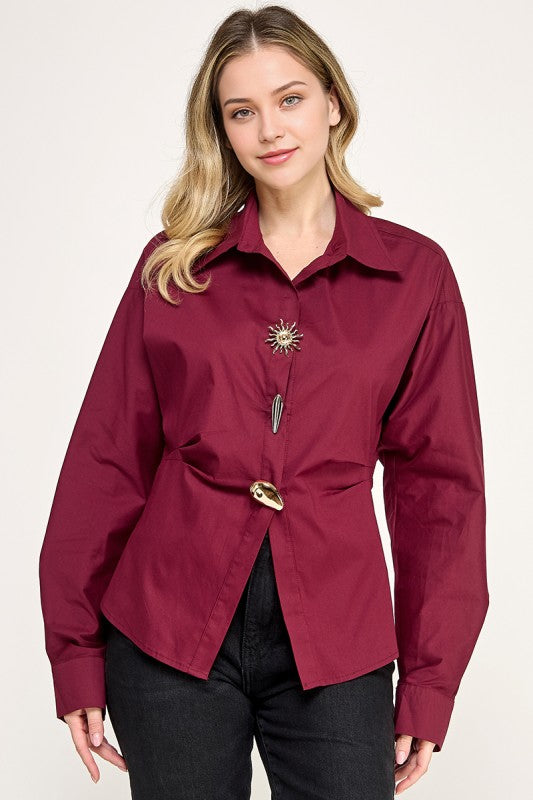 Burgundy Long Sleeve Shirt
