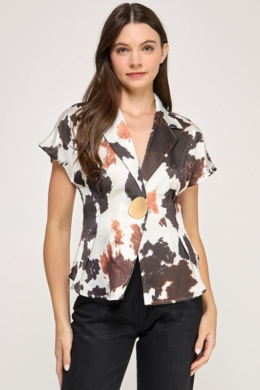Cow Print Lurex Shirt