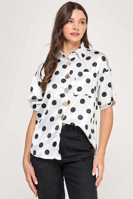 White Polka Dot Lurex Shirt