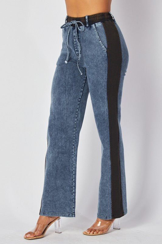 Straight Leg Denim Sweatpants