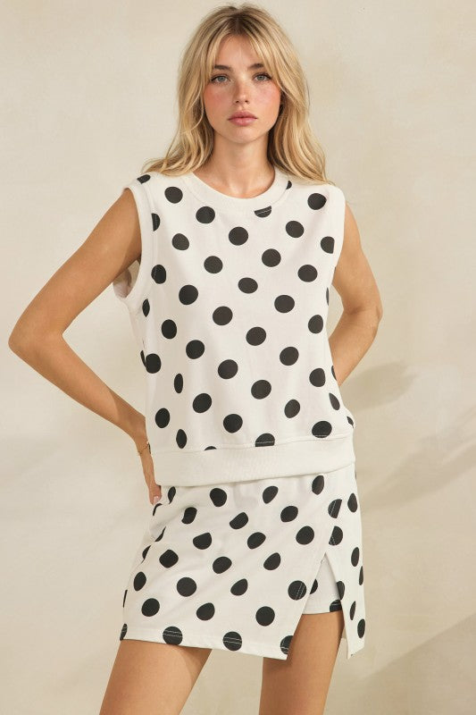 Pre-order June 29 Black Polka Dot Skort Set