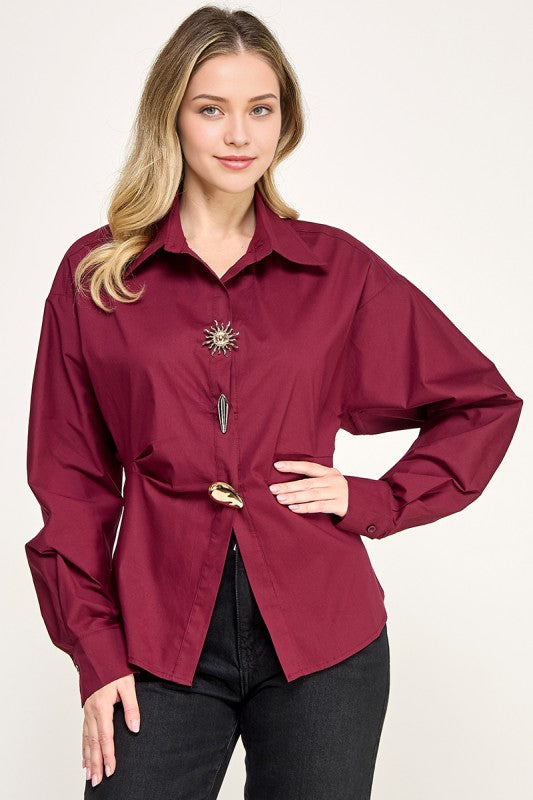 Burgundy Long Sleeve Shirt