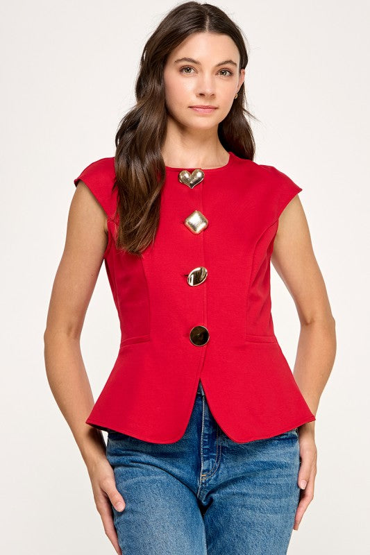 Pre-order Agosto 30 Red Gold Botton Vest